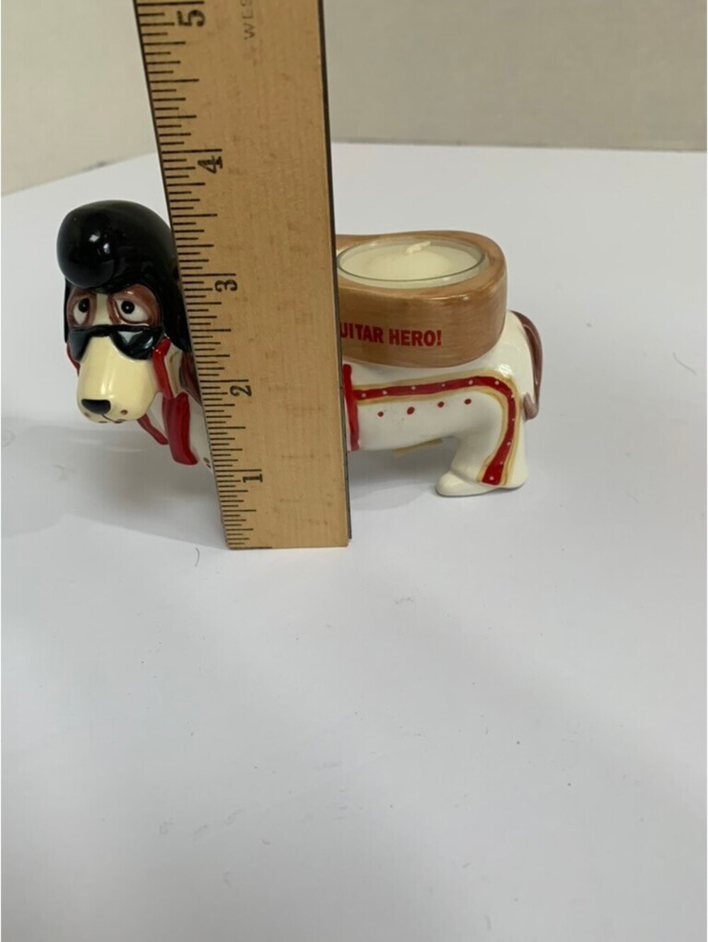 Elvis Presley Themed Basset Hound Tea Light Candle Holder Ceramic - Picture 6 of 6